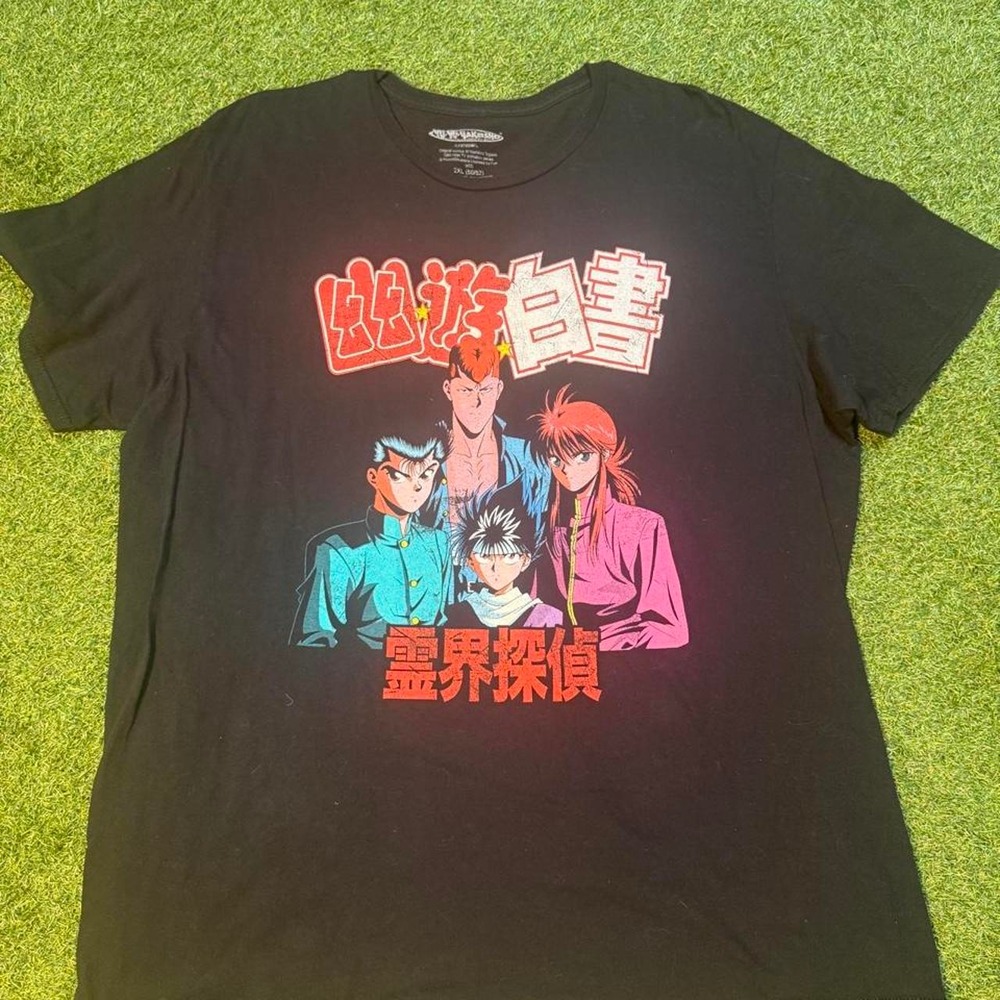 Black Yu Yu Hakusho anime graphic tee with three anime characters